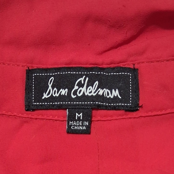 SALE EUC Sam Edelman Sz. M Red V-Neck Button Down Long Sleeve Top - Picture 2 of 12